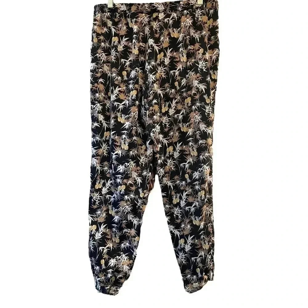 Peter Som Silky Pineapple Print Jogger Pants - Picture 2 of 6